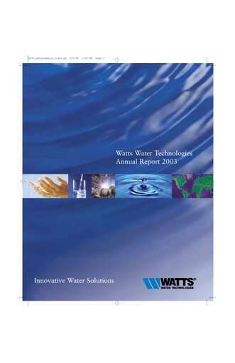 Thumbnail Watts Water Technologies
 Annual Report 2003