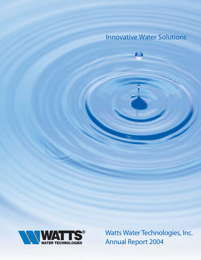 Thumbnail Watts Water Technologies
 Annual Report 2004