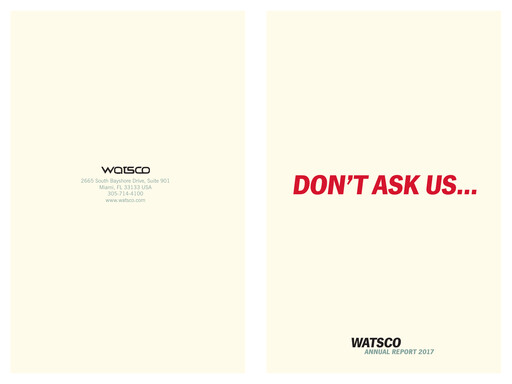 Thumbnail Watsco
 Annual Report 2017