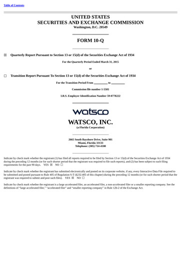Thumbnail Watsco
 Quarterly Report 2015-q1
