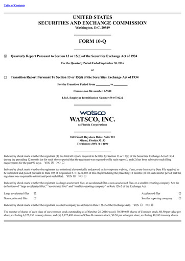 Thumbnail Watsco
 Quarterly Report 2016-q3