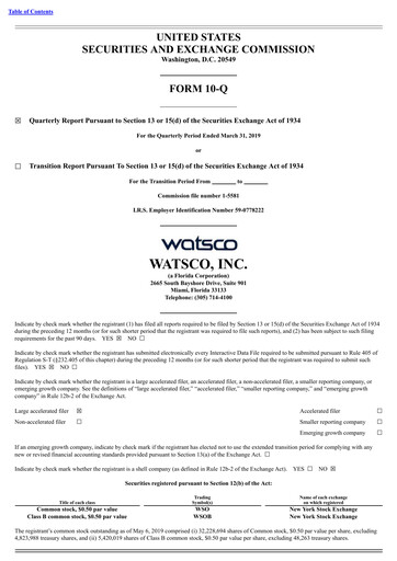 Thumbnail Watsco
 Quarterly Report 2019-q1