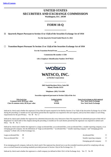 Thumbnail Watsco
 Quarterly Report 2022-q1