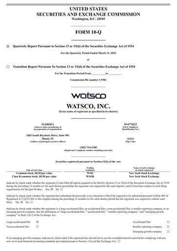 Thumbnail Watsco
 Quarterly Report 2025-q1