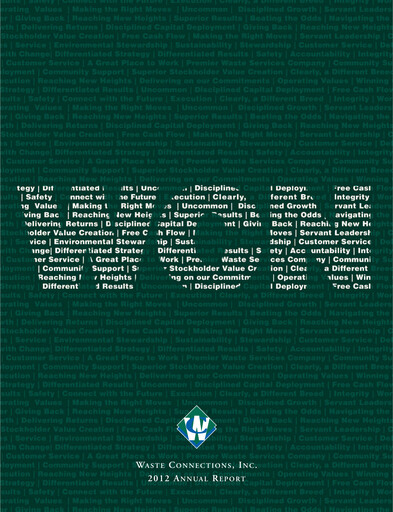 Thumbnail Waste Connections Annual Report 2012