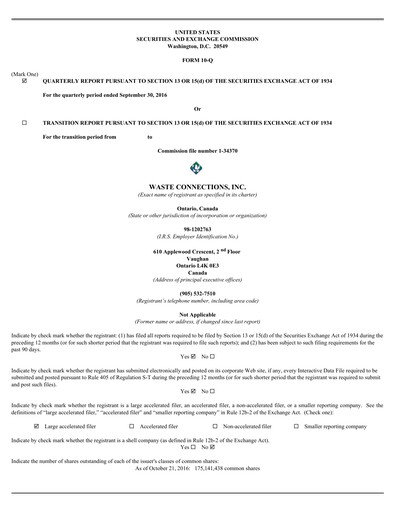 Miniature Waste Connections Rapport trimestriel 2016-q3