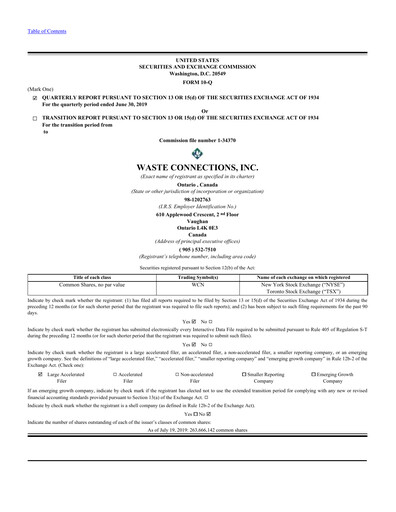Miniature Waste Connections Rapport trimestriel 2019-q2