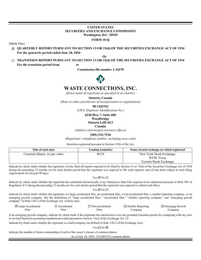 Miniature Waste Connections Rapport trimestriel 2026-q2