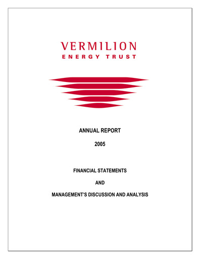 Thumbnail Vermilion Energy
 Annual Report 2005