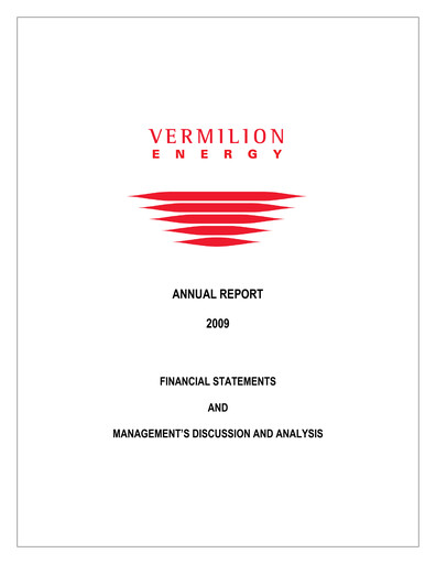 Thumbnail Vermilion Energy
 Annual Report 2009
