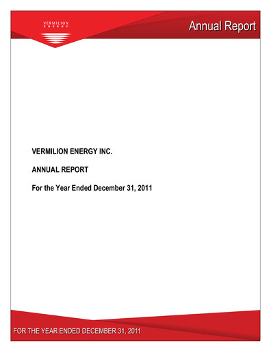 Thumbnail Vermilion Energy
 Annual Report 2011