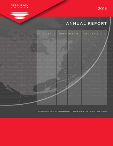 Thumbnail Vermilion Energy
 Annual Report 2015