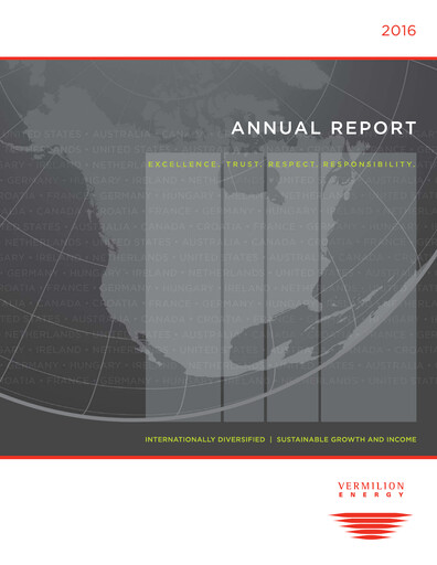 Thumbnail Vermilion Energy
 Annual Report 2016