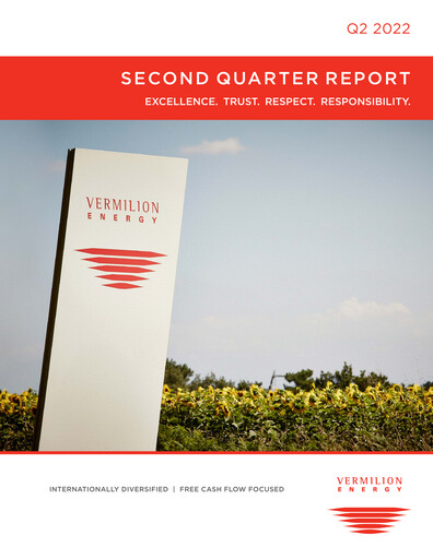 Thumbnail Vermilion Energy
 Quarterly Report 2022-q2