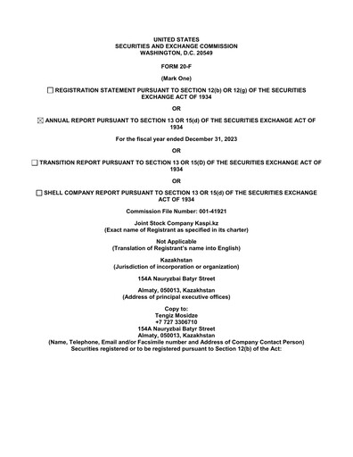 Thumbnail Kaspi.kz Joint Stock Company Annual Report 2023