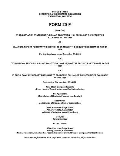 Thumbnail Kaspi.kz Joint Stock Company Annual Report 2024