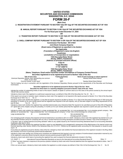 Thumbnail Kaspi.kz Joint Stock Company Annual Report 2025