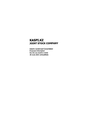 Thumbnail Kaspi.kz Joint Stock Company Financial Statement 2021-h1