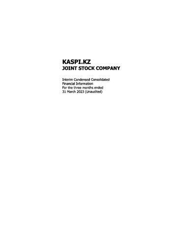 Thumbnail Kaspi.kz Joint Stock Company Financial Statement 2023-q1
