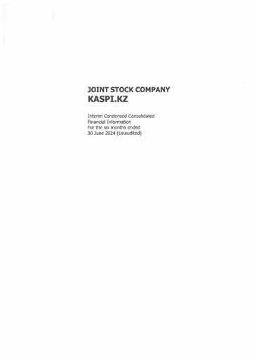 Thumbnail Kaspi.kz Joint Stock Company Financial Statement 2024-h1