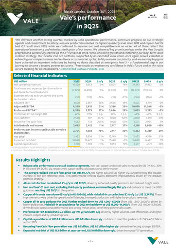 Miniature Vale Rapport trimestriel 2025-q3