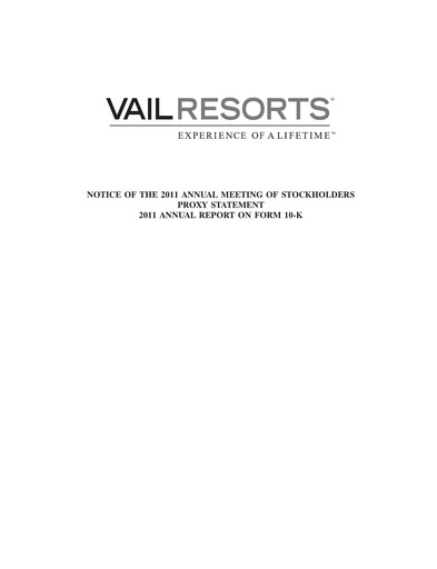 Thumbnail Vail Resorts
 Annual Report 2011