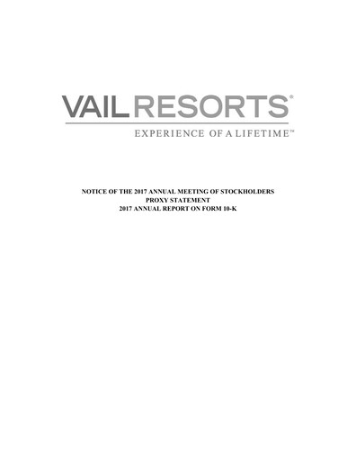 Thumbnail Vail Resorts
 Annual Report 2017