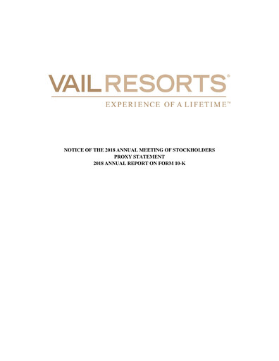 Thumbnail Vail Resorts
 Annual Report 2018