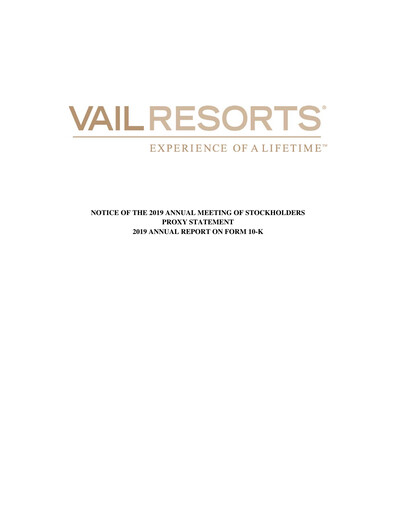 Thumbnail Vail Resorts
 Annual Report 2019