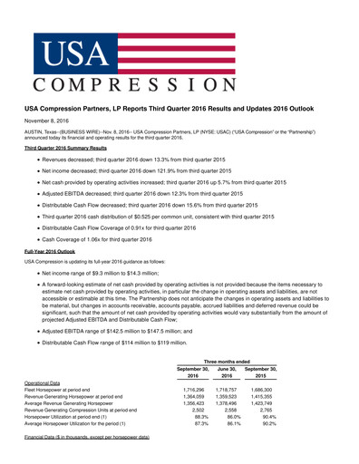 Thumbnail USA Compression Partners
 Quarterly Report 2016-q3