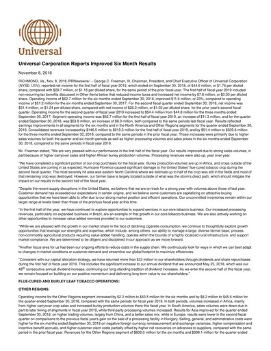 Thumbnail Universal Corporation
 Quarterly Report 2018-q2