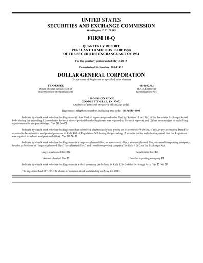 Thumbnail Dollar General Quarterly Report 2013-q1