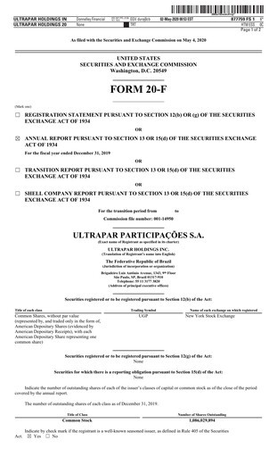 Thumbnail Ultrapar Participacoes Annual Report 2019