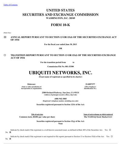 Thumbnail Ubiquiti Annual Report 2013