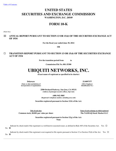 Thumbnail Ubiquiti Annual Report 2014