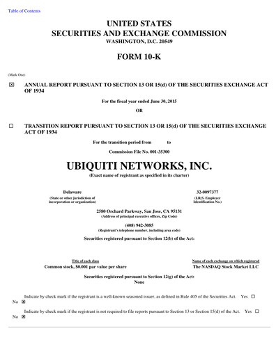 Thumbnail Ubiquiti Annual Report 2015