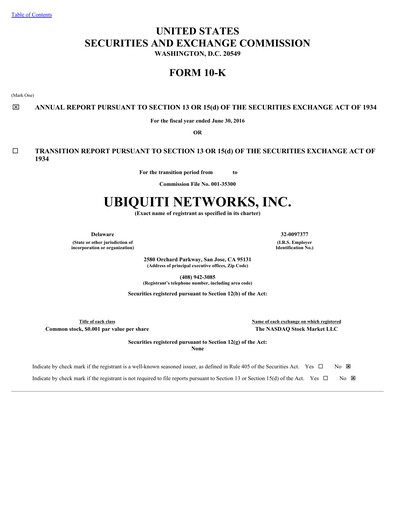 Thumbnail Ubiquiti Annual Report 2016