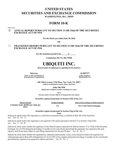 Thumbnail Ubiquiti Annual Report 2020