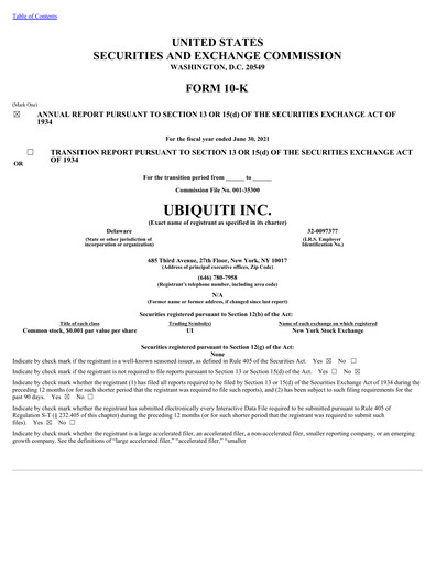 Thumbnail Ubiquiti Annual Report 2021