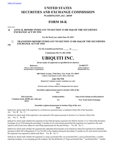 Thumbnail Ubiquiti Annual Report 2023