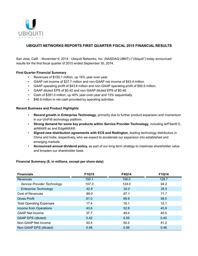 Thumbnail Ubiquiti Quarterly Report 2015-q1