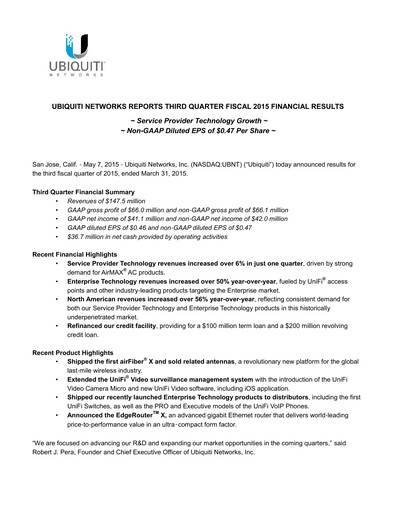 Thumbnail Ubiquiti Quarterly Report 2015-q3