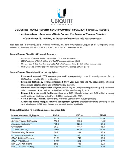 Thumbnail Ubiquiti Quarterly Report 2018-q2