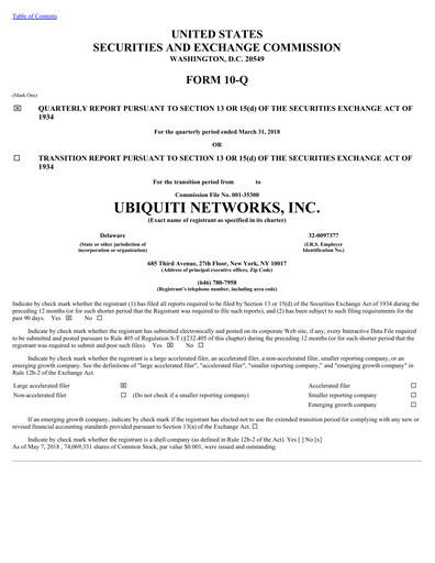 Thumbnail Ubiquiti Quarterly Report 2018-q3