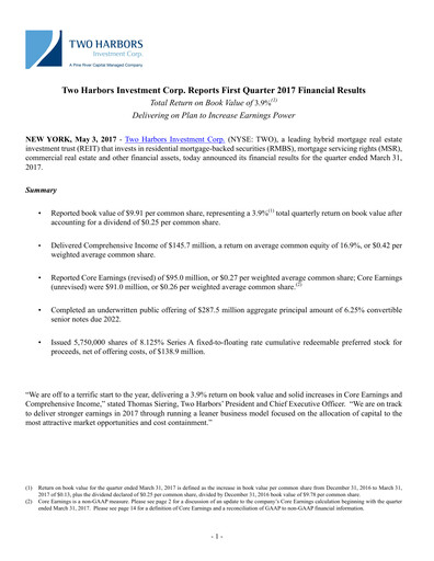 Thumbnail Two Harbors Investment
 Quarterly Report 2017-q1