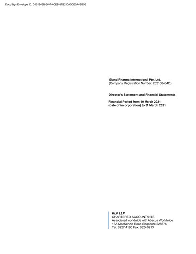 Thumbnail Gland Pharma
 Financial Statement 2021