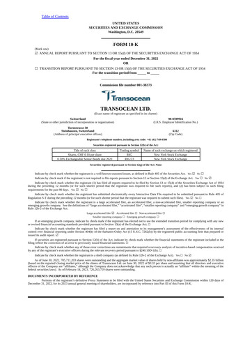 Thumbnail Transocean Annual Report 2022