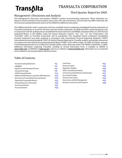 Thumbnail TransAlta Quarterly Report 2020-q3