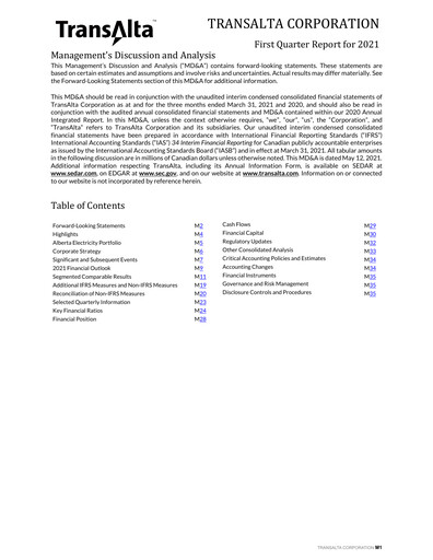 Thumbnail TransAlta Quarterly Report 2021-q1