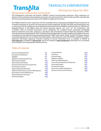 Thumbnail TransAlta Quarterly Report 2021-q3